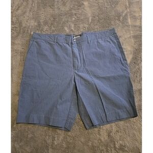 Title: Michael Kors Mens 38 Blue Plaid Flat Front Shorts Chino Tailored Casual